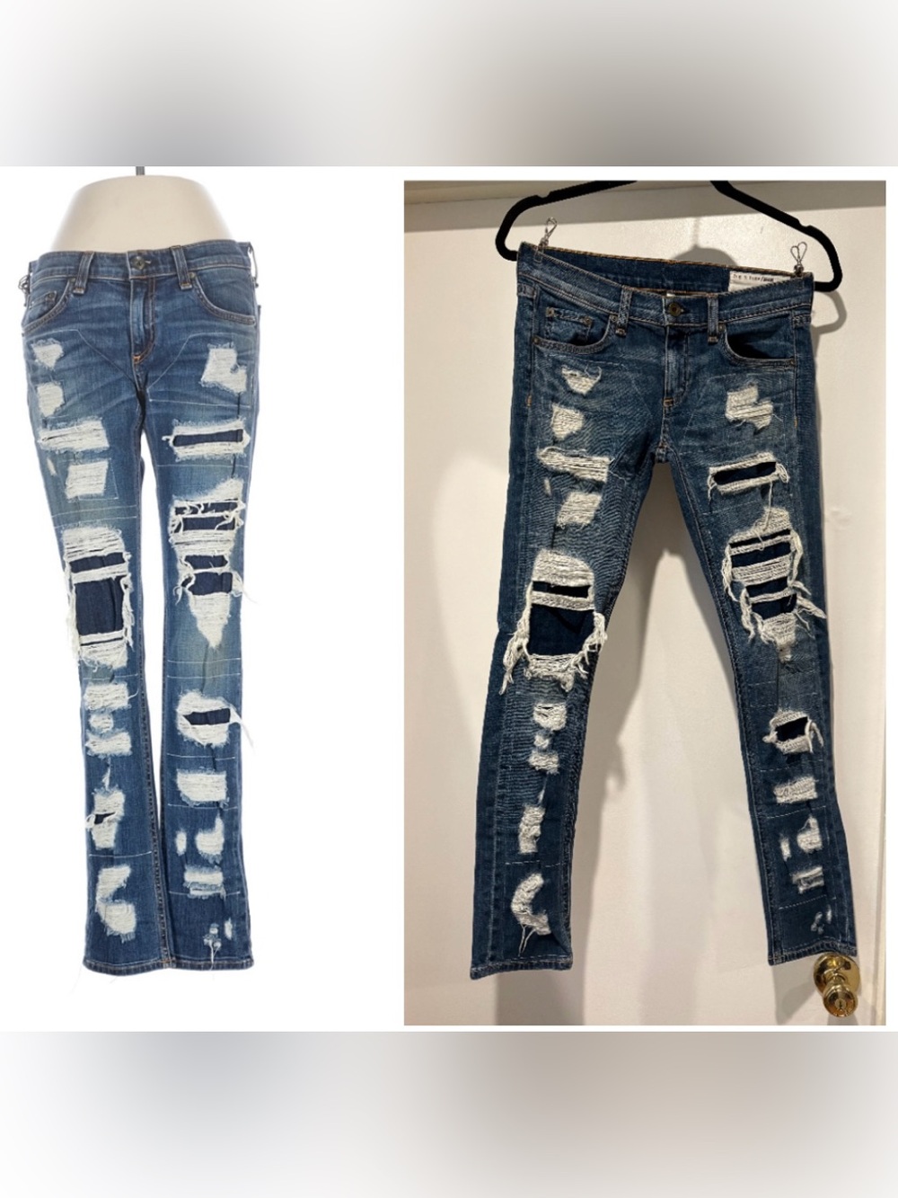 Rag & Bone “Dre” Heavy Distressed "Ada Brigade" Jeans 2010s Vintage